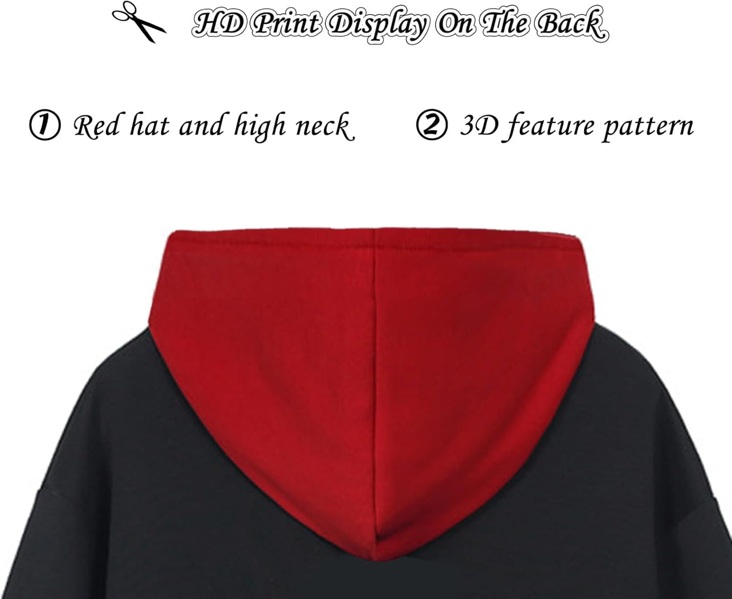 Unisex Anime Hoodie Cosplay Costume Men Black 3D Novelty Hooded Sweatshirt Pullover Jacket Outerwear Coat for Women (XL-Black)