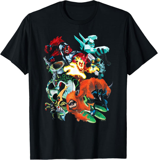 Ben 10 Colorful Alien Poses Collage Cartoon T-Shirt