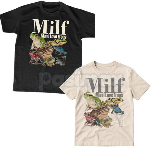 "M.I.L.F. Man I Love Frogs" Funny T-Shirt – Sarcastic Internet Meme Graphic Tee, Premium 100% Cotton Amphibian Fan Top, Soft Lived-In Heavyweight Retro Aesthetic Shirt, Made in USA